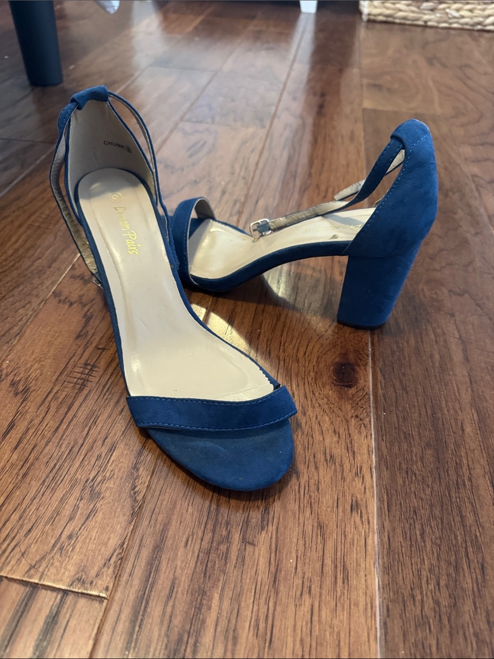 Navy Suede Block Heel Sandals